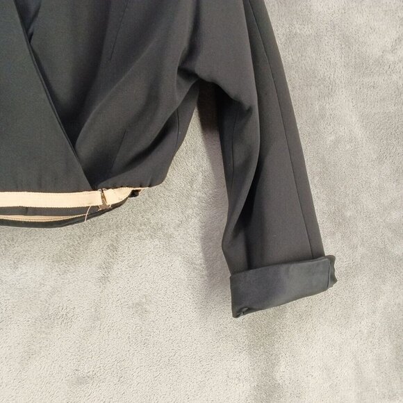 ALESSANDRO DELL ACQUA Wrap Crop Blazer Size 11 Junior Silk Wool Woven Black - Picture 4 of 13